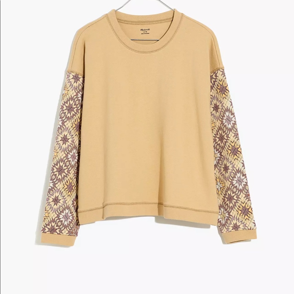 Quilted-Sleeve (Re)sourced Cotton Swing Sweatshirt